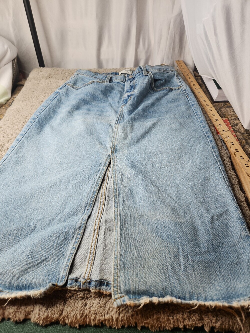 Women's High-Rise Denim Midi Skirt - Universal Thread Light Wash 10 - Picture 2 of 12